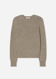 Fitted Crew Sweater in Cashmere Silk - Hickory - CO Collections